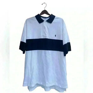 Mens Polo Ralph Lauren Polo White With Black Stripe Sz XXL Horse Logo
